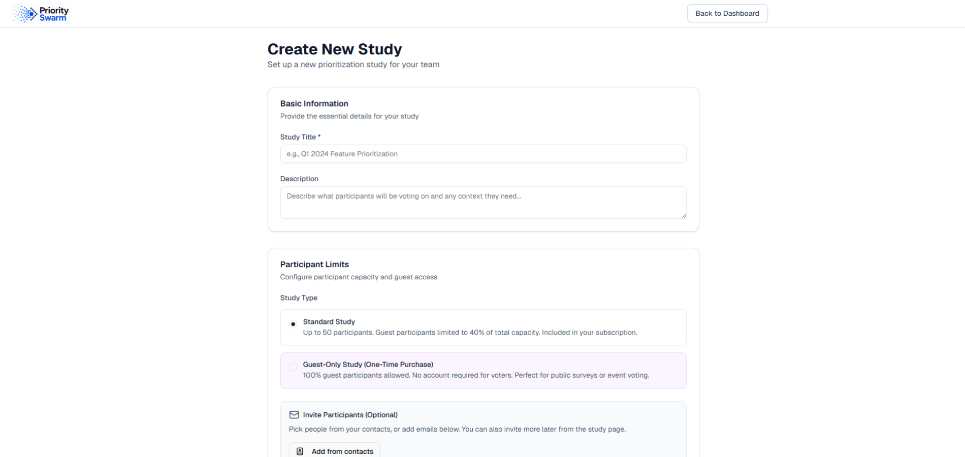 Create a new study